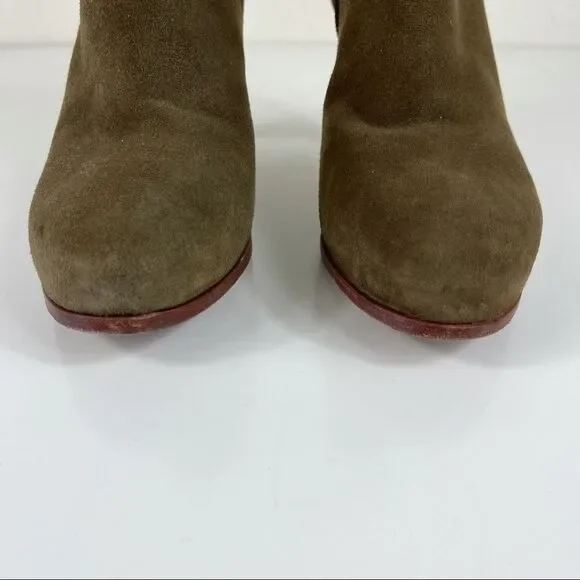 Tory Burch Patricia Mid Heel Suede Zip Up Almond Toe Bootie Ankle Boots Size 6 - Picture 11 of 16
